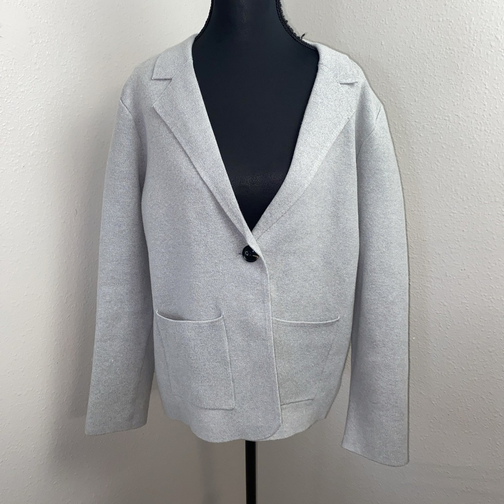 Willow & Wind Light Gray Single-Button Blazer Cardigan